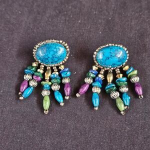 Vintage‎ Turquoise Beaded Earrings Southwestern Dangle